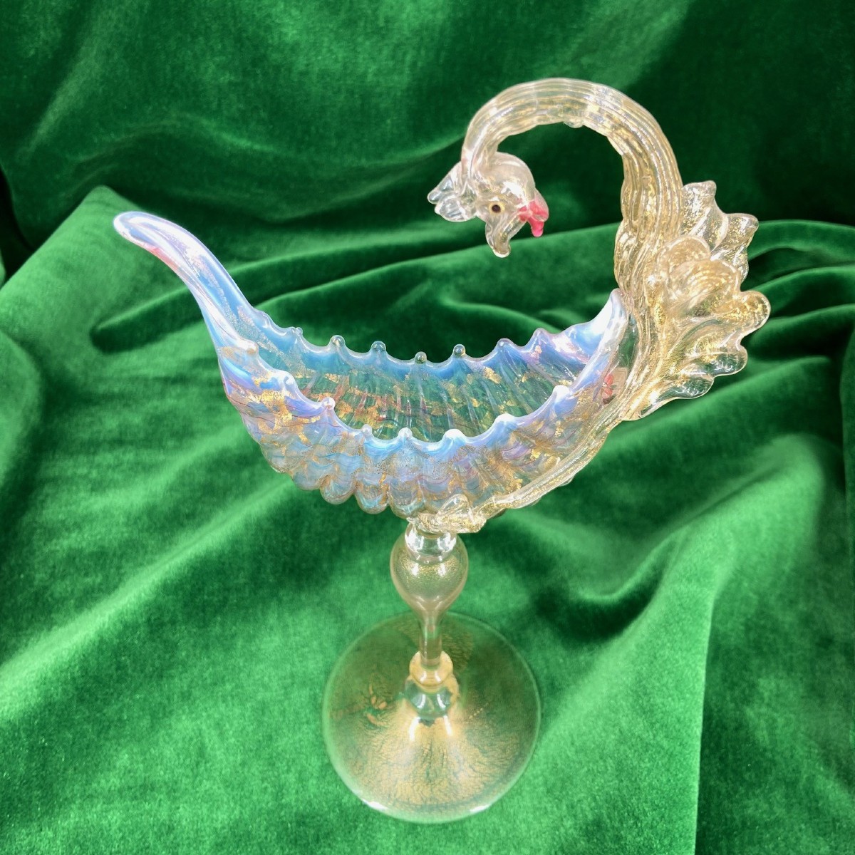 Calice en verre de Murano forme cygne des ateliers SALVIATI de Venise époque 19ème-photo-3