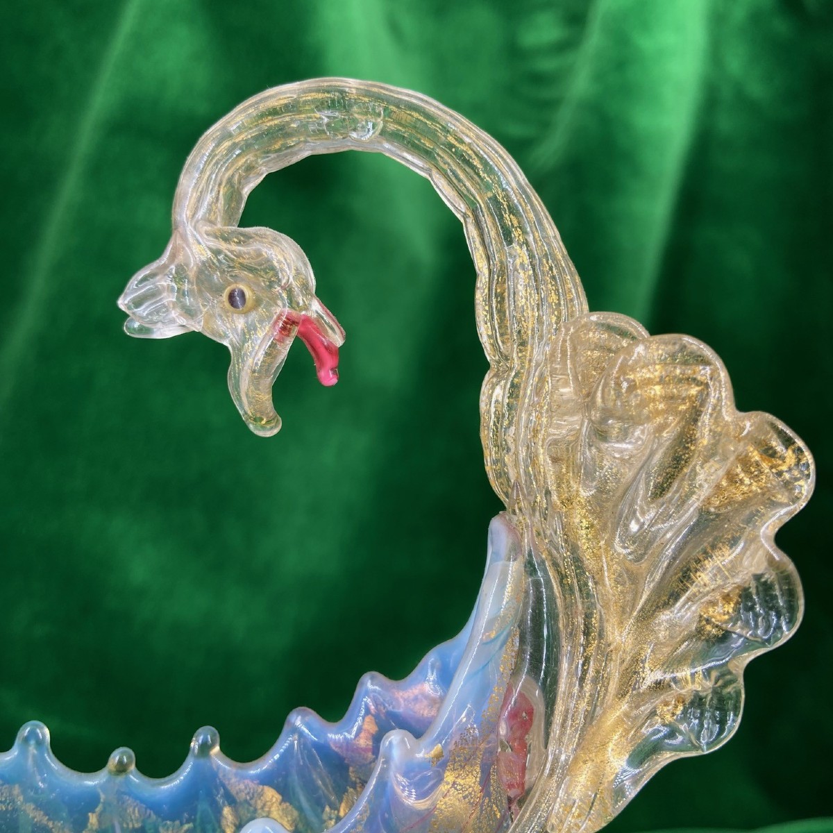Calice en verre de Murano forme cygne des ateliers SALVIATI de Venise époque 19ème-photo-3