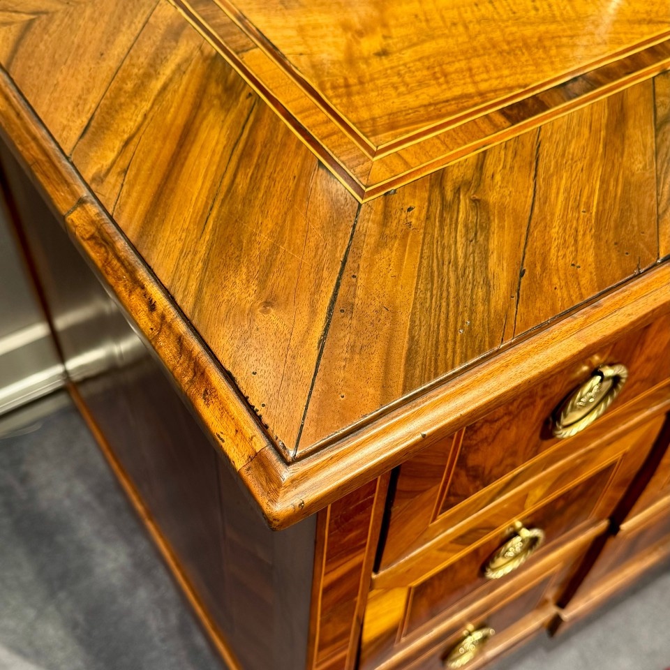 Louis XVI Marquetry Commode, 18th Century, With Fruitwood Top And Wooden Top -photo-3