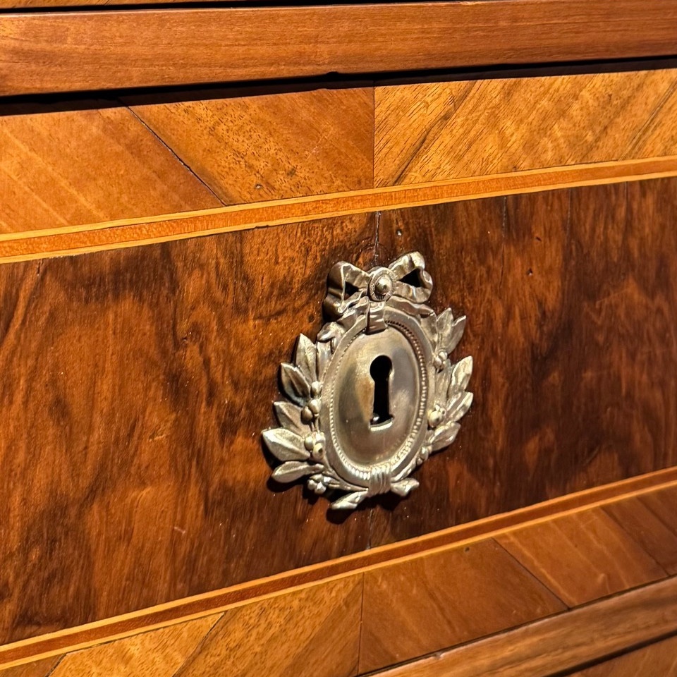 Louis XVI Marquetry Commode, 18th Century, With Fruitwood Top And Wooden Top -photo-4