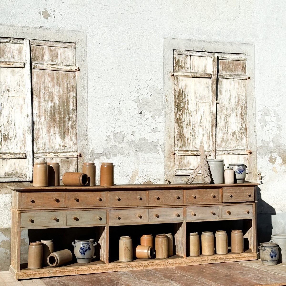 Lot de 17 pots anciens en grès vernissé pour salaisons-photo-4