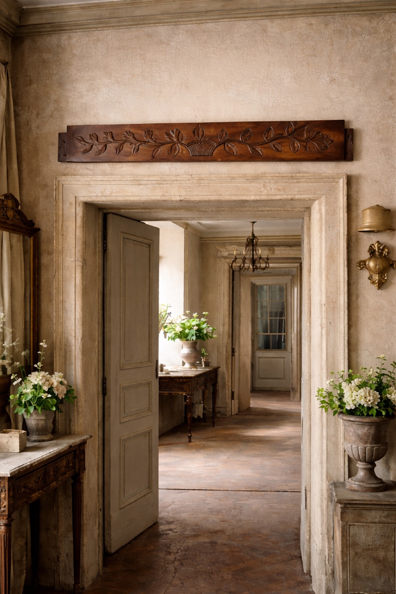 Lot de traverses frontons sculptés d'armoires 18ème-photo-4