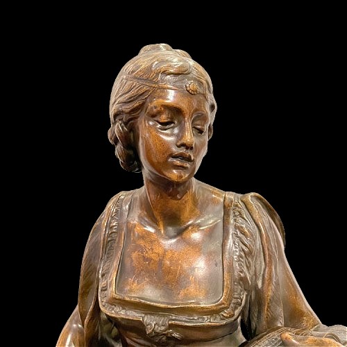 Sculpture By Louis-ernest Barrias "the Music Lesson".-photo-2