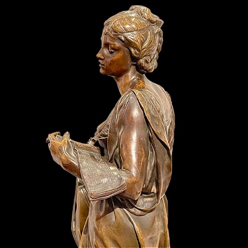 Sculpture By Louis-ernest Barrias "the Music Lesson".-photo-4