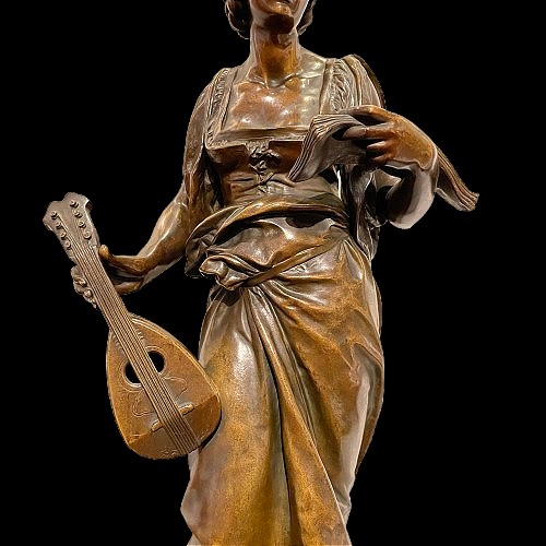 Sculpture By Louis-ernest Barrias "the Music Lesson".-photo-2