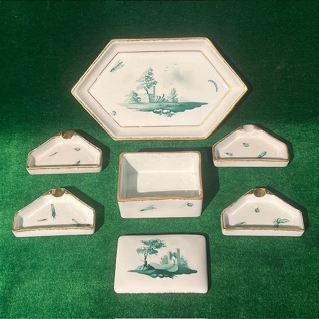 Faïencerie d'Epinal Small Set Including A Tray, A Box And 4 Ashtrays By A.gluntz-photo-3