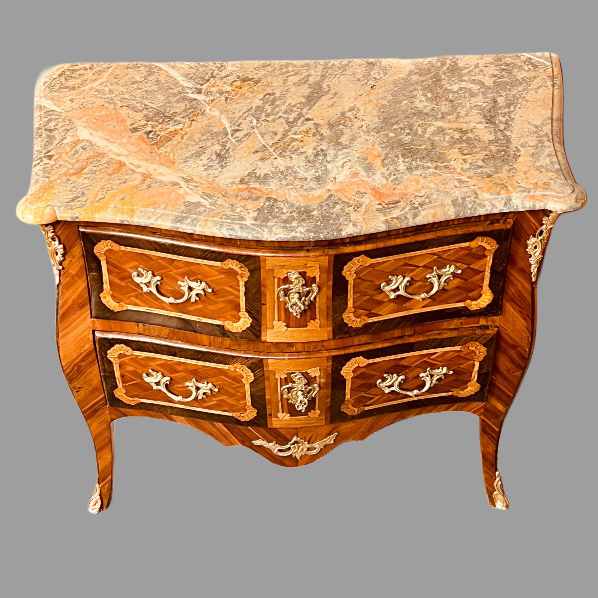 Chest Of Drawers Inlaid On 3 Sides 18th Century-photo-2