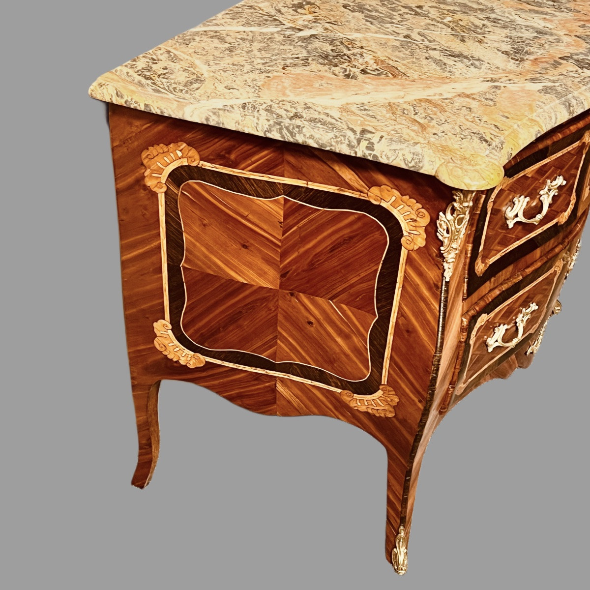 Chest Of Drawers Inlaid On 3 Sides 18th Century-photo-4