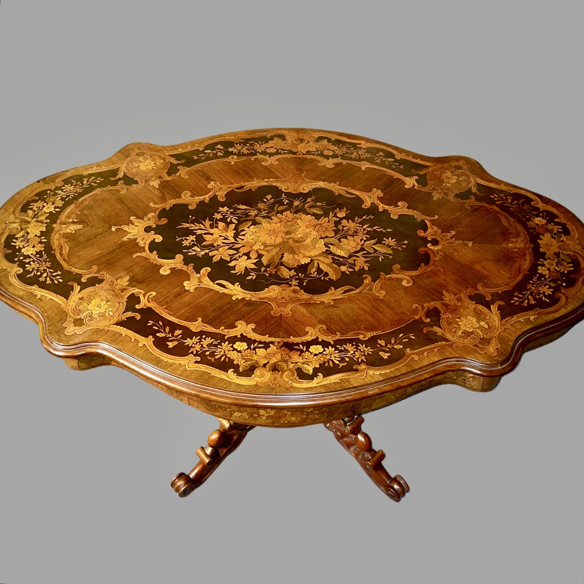 Guéridon  Marqueté De Fleurs XIX ieme  Napoléon III-photo-6