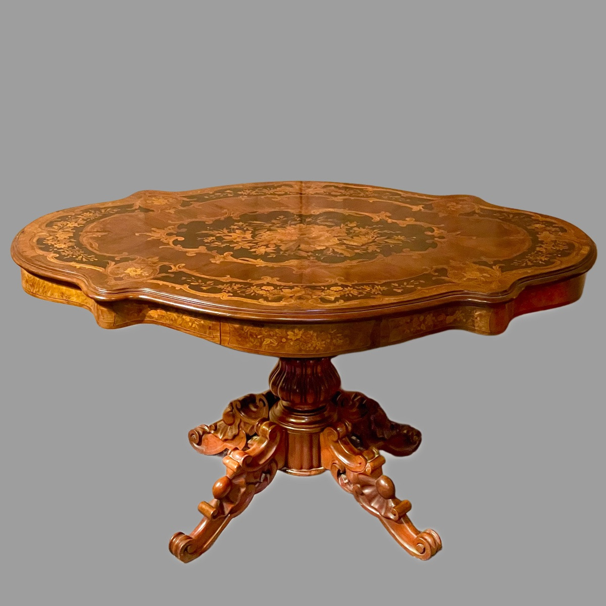 Guéridon  Marqueté De Fleurs XIX ieme  Napoléon III-photo-7