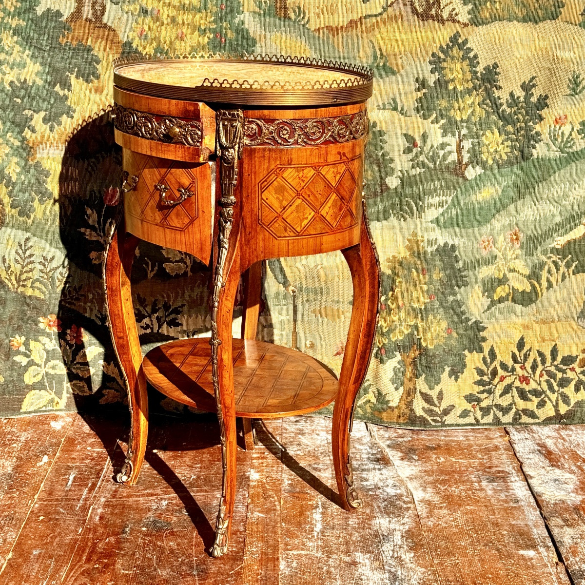 Pedestal Table Lounge Table Inlaid Bedside Table-photo-2