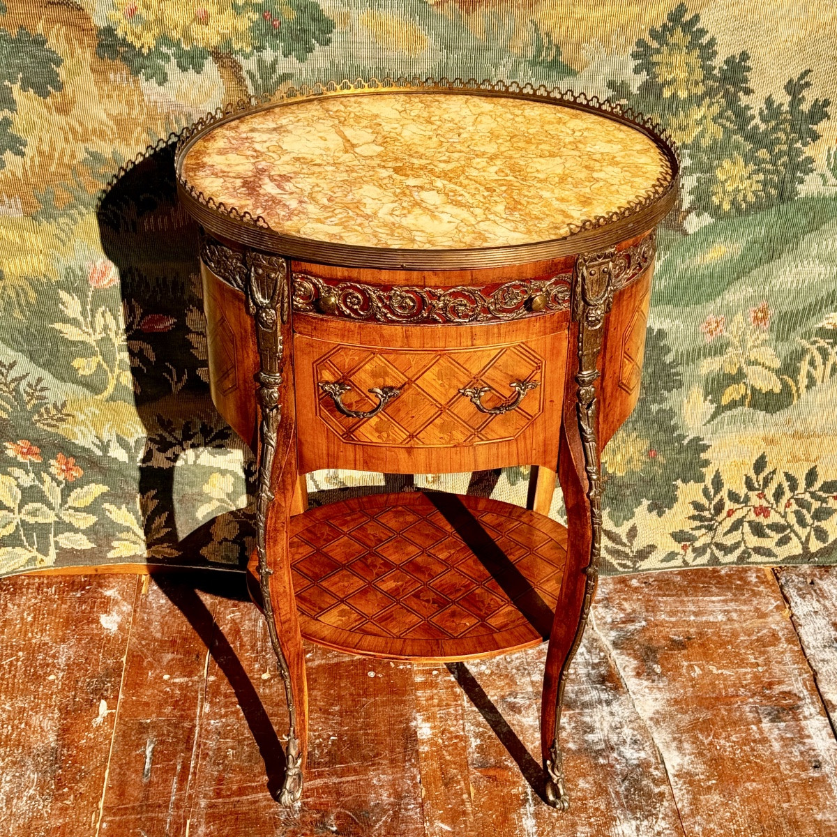 Pedestal Table Lounge Table Inlaid Bedside Table-photo-3