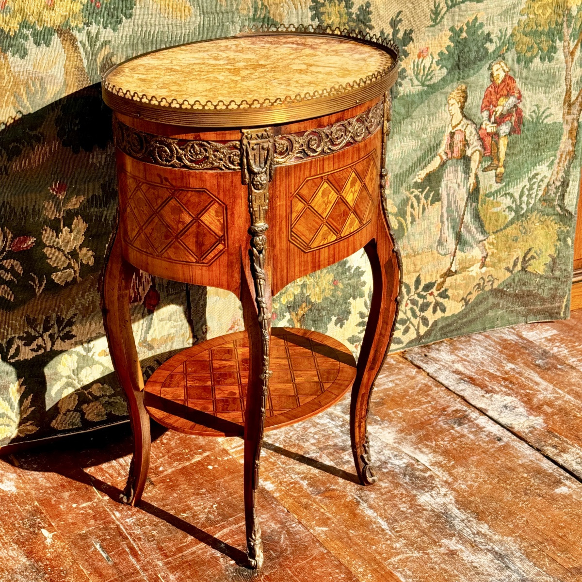 Pedestal Table Lounge Table Inlaid Bedside Table-photo-5