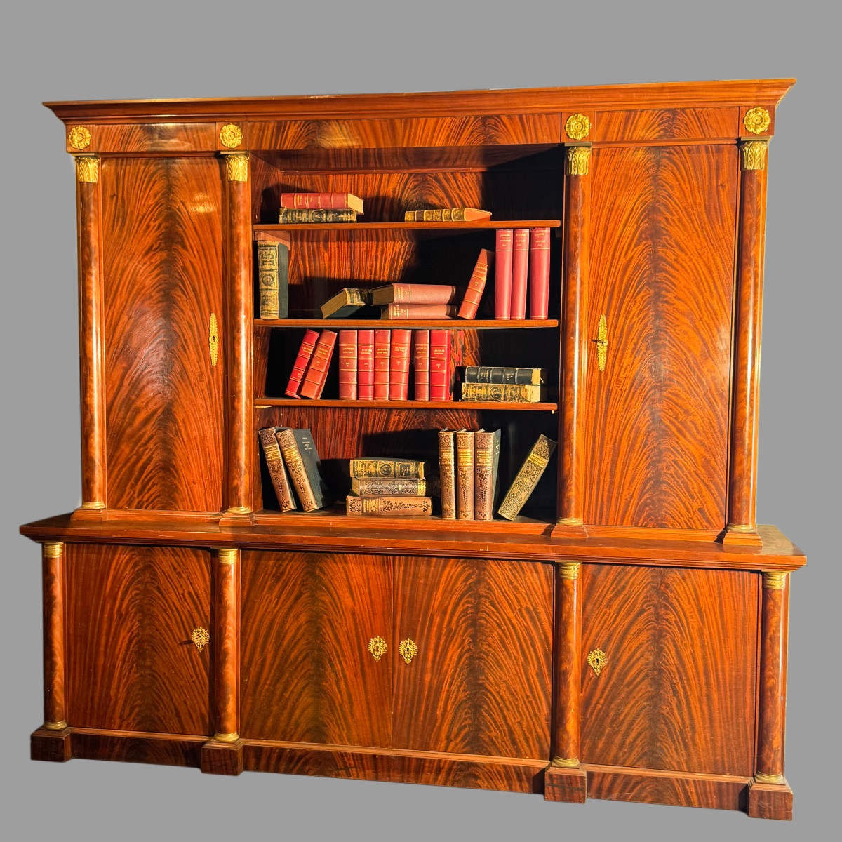 Buffet Bibliothèque Empire acajou