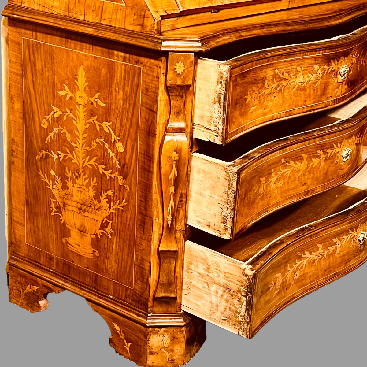 Secrétaire  galbé marqueterie XIX ème -photo-4