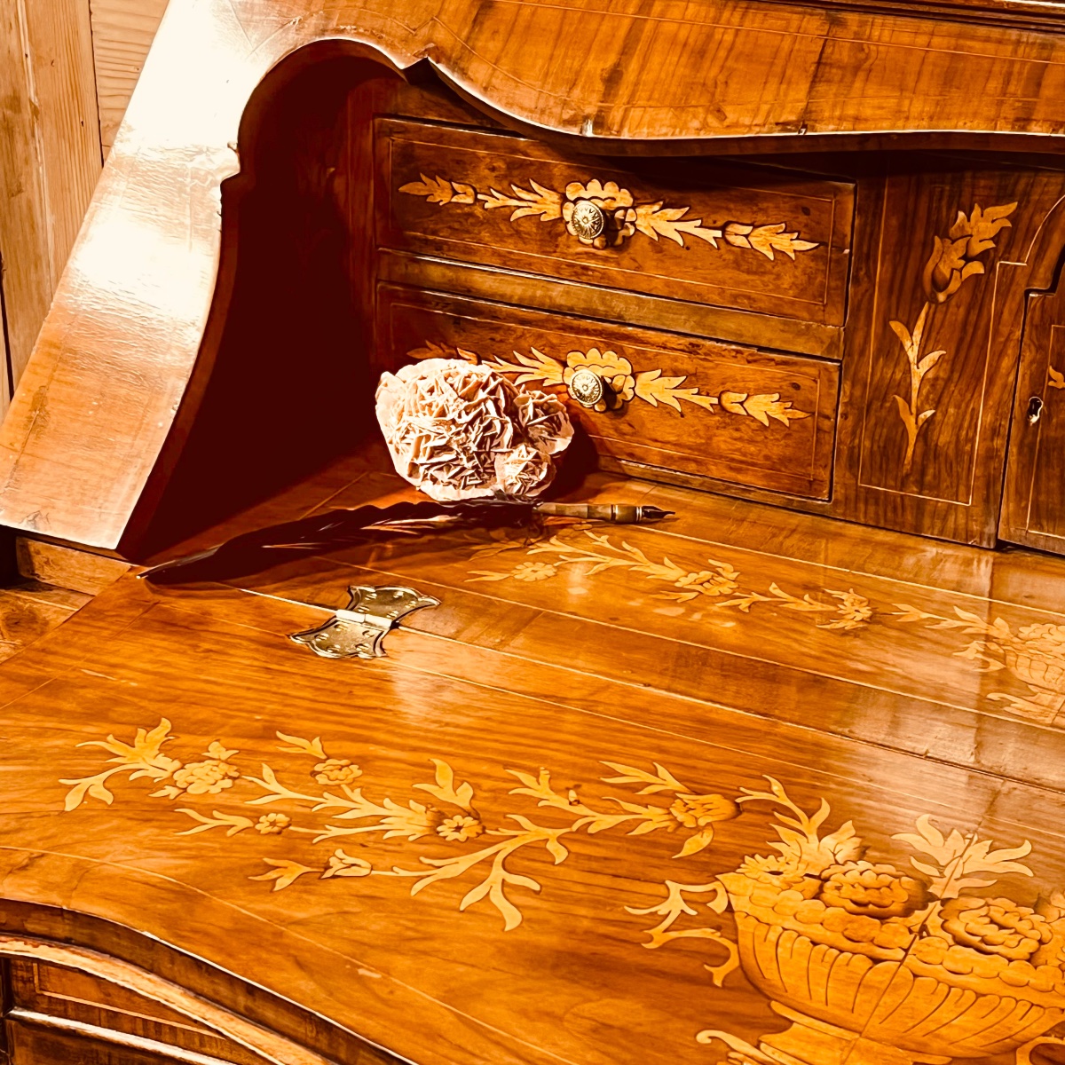 Secrétaire  galbé marqueterie XIX ème -photo-6