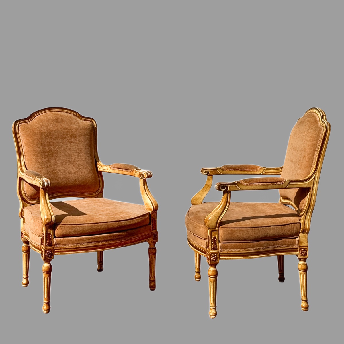 Pair Of Louis XVI Style Transitional Armchairs