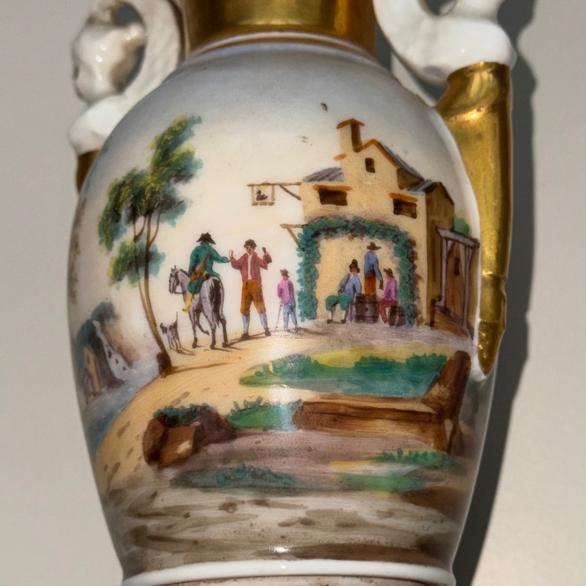 Vase With Italian Landscapes Porcelain From Paris - 19th C-photo-2