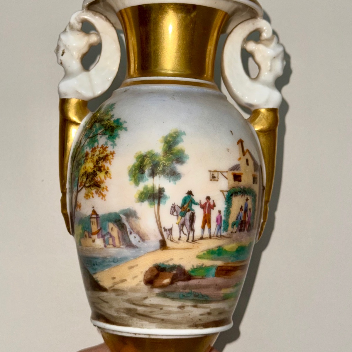 Vase With Italian Landscapes Porcelain From Paris - 19th C-photo-6