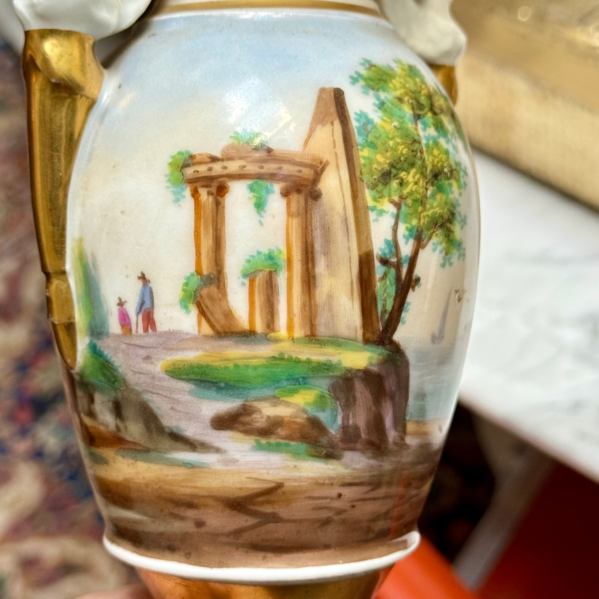 Vase With Italian Landscapes Porcelain From Paris - 19th C-photo-7