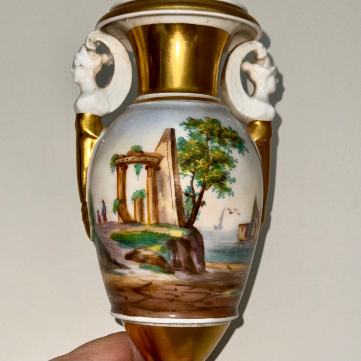Vase With Italian Landscapes Porcelain From Paris - 19th C-photo-8