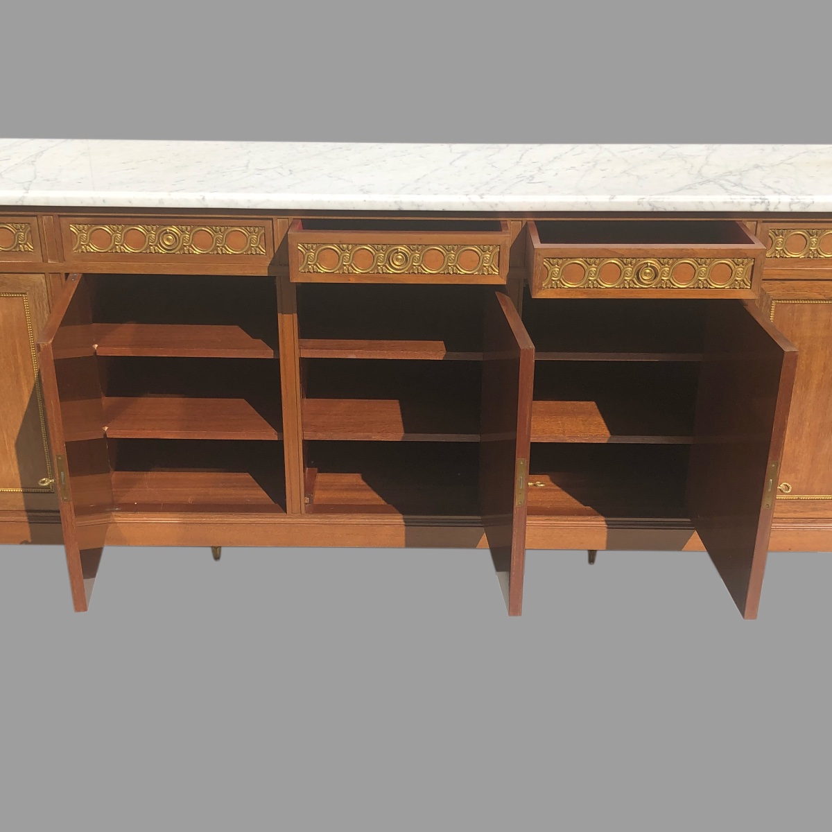 Grand buffet style Louis XVI plateau marbre Carrare-photo-2