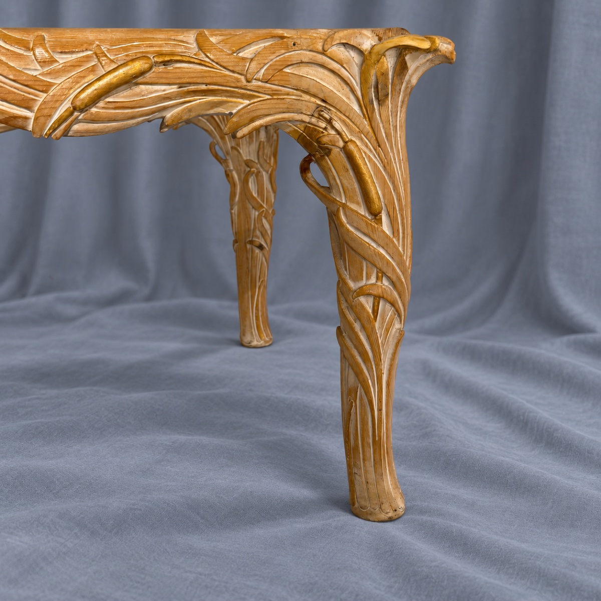 Table de salon bois sculpté  de roseaux-photo-2