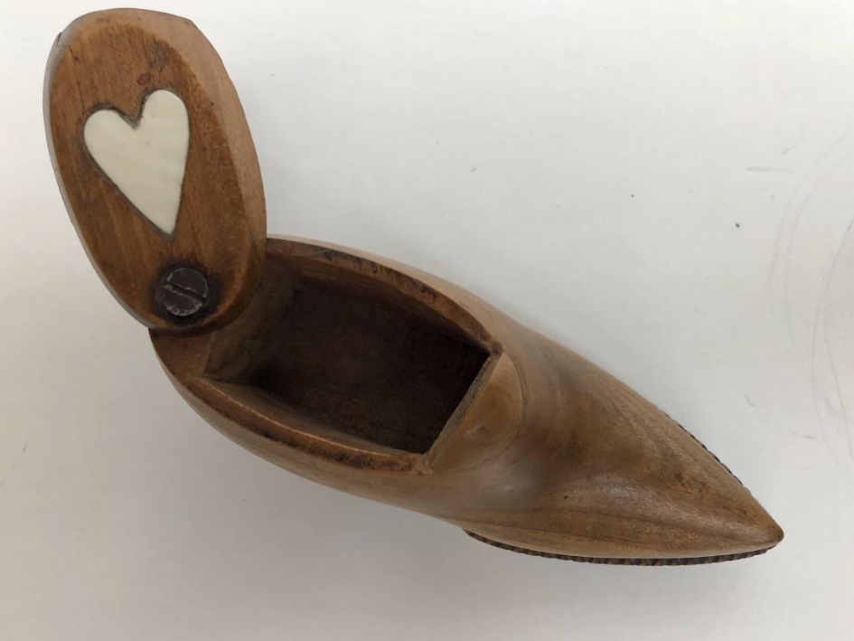 Snuffbox Wood Shoe Shape Folk Art-photo-3