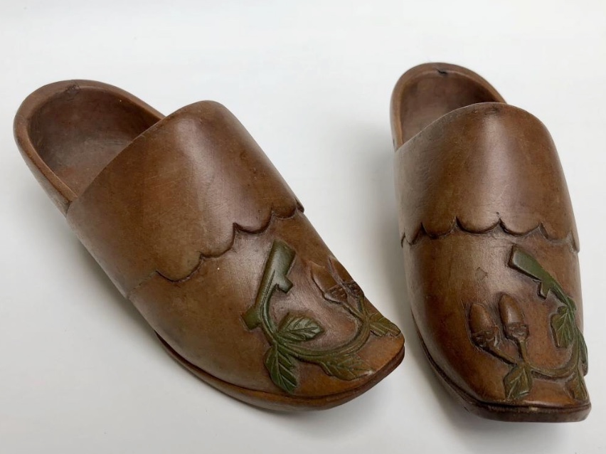 Child's Wooden Carved Clogs