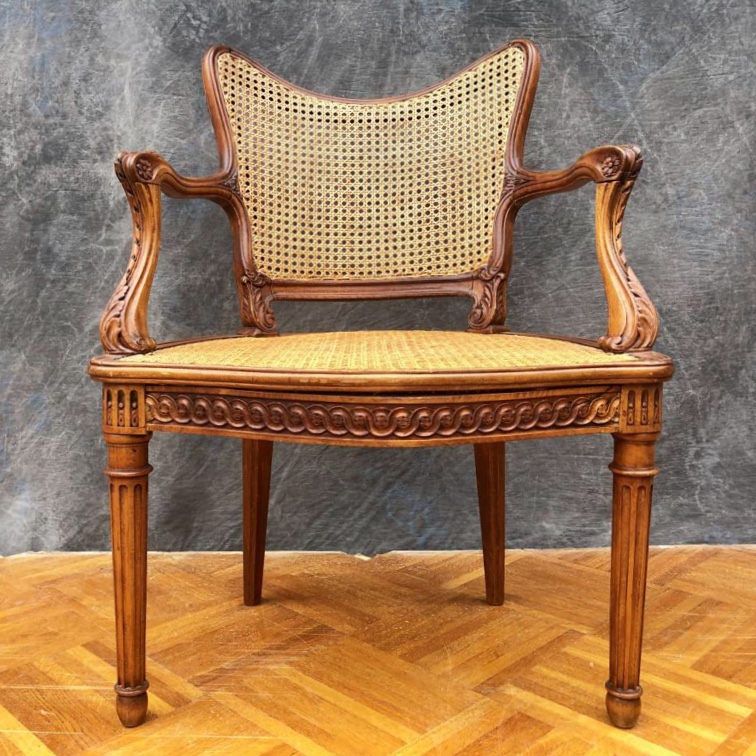 Carved Armchair 19th Canne-photo-2