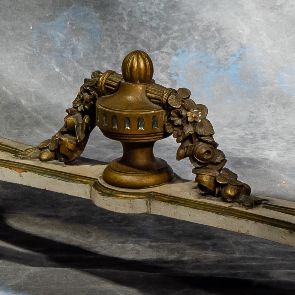 Console Louis XVI Bois Laqué Dessus Marbre-photo-3