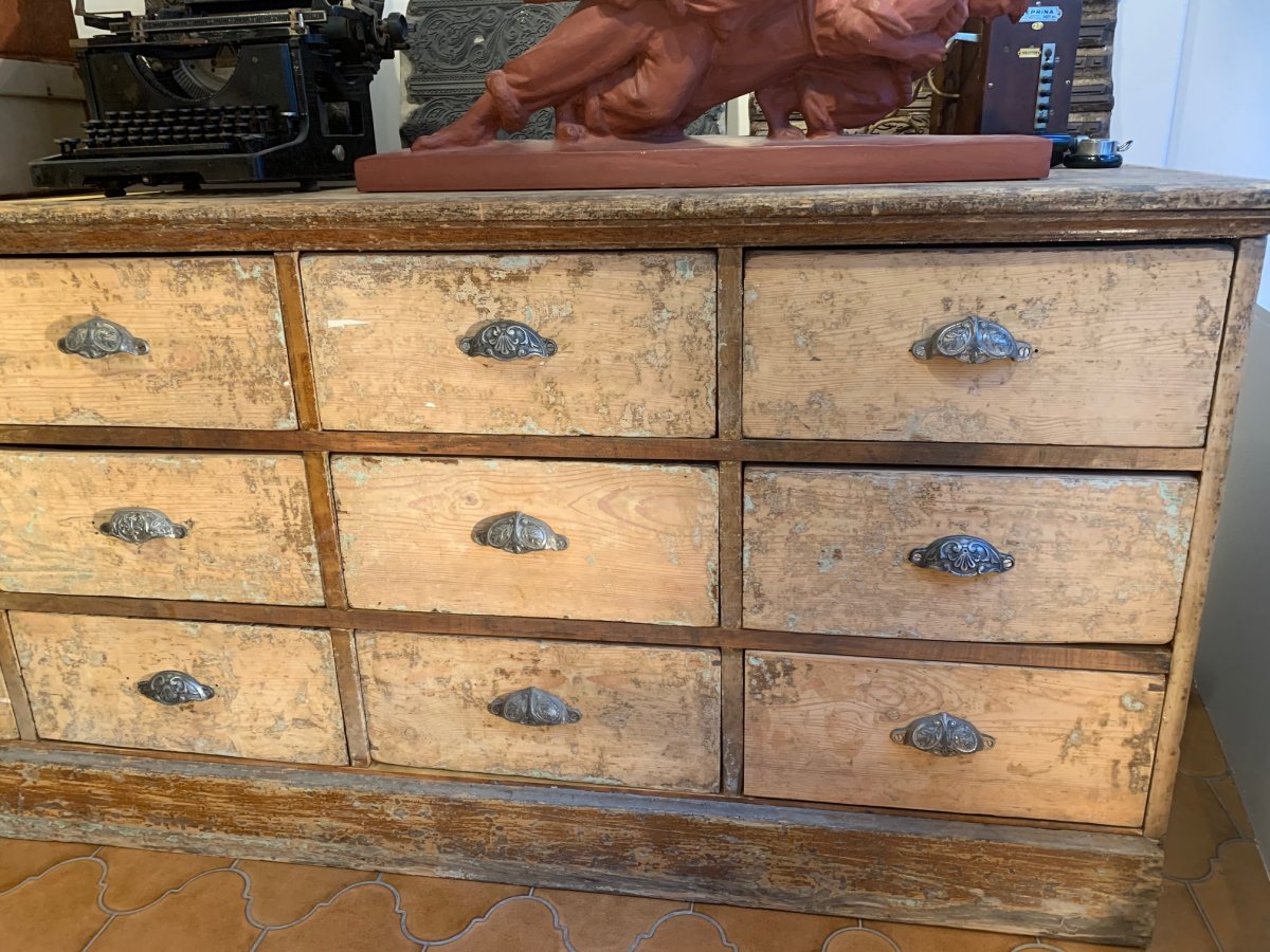 Large Craft Cabinet With 15 Drawers In Fir 1900-photo-4