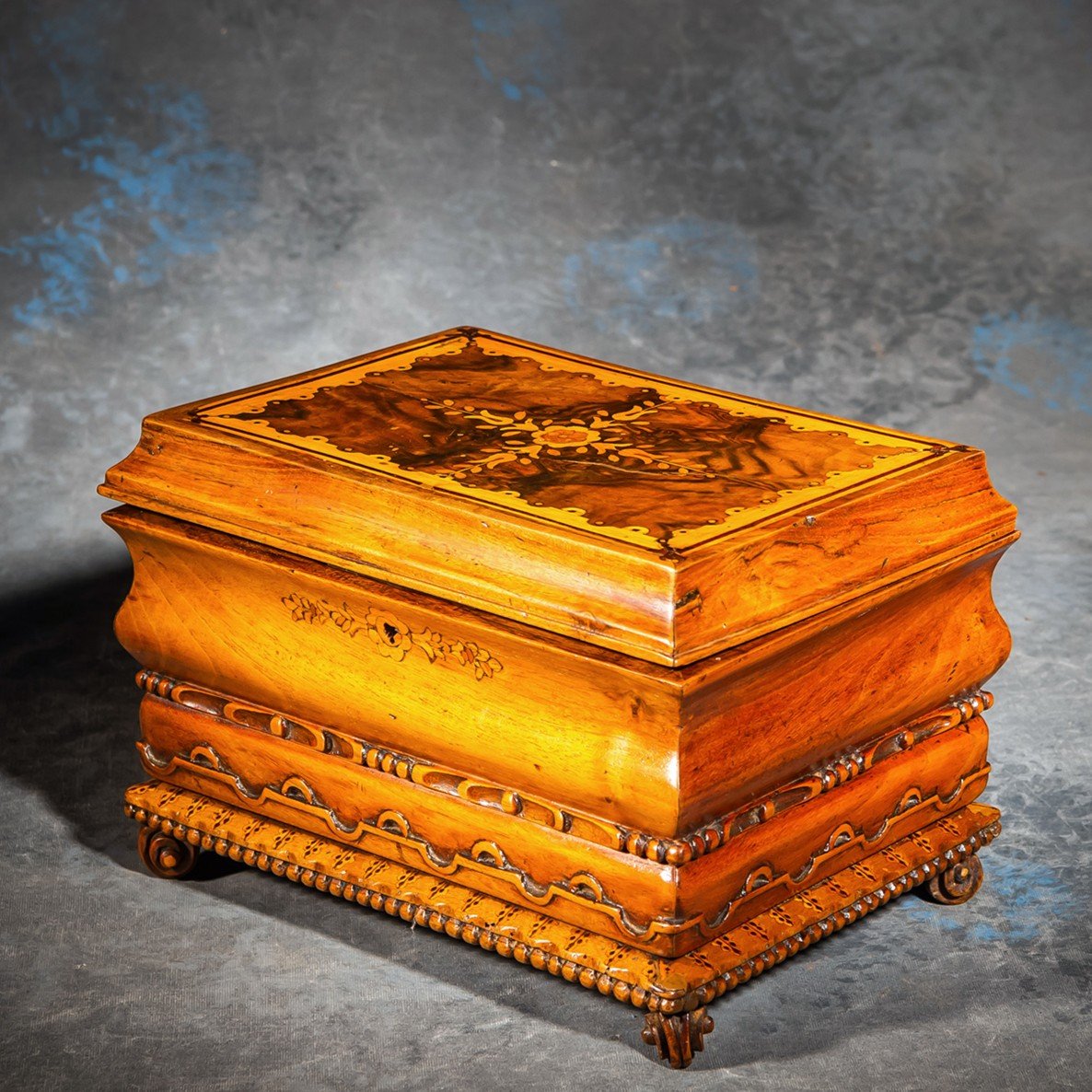 19th Century Inlaid Jewelry Box Cabinet-photo-1