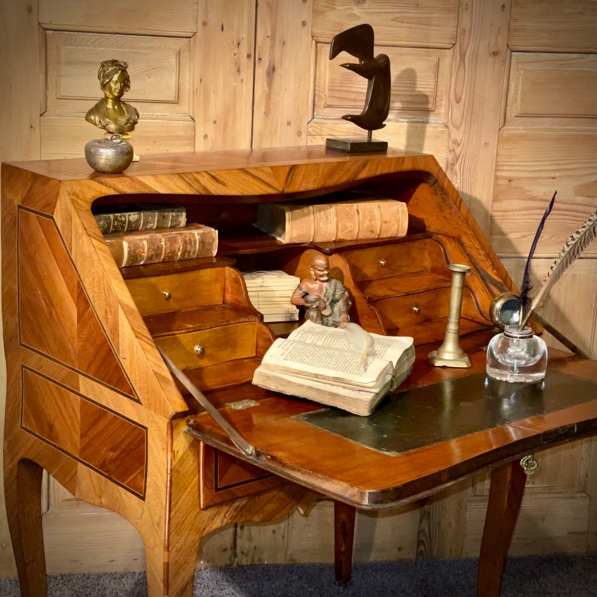 Small Inlaid Donkey Bone Secretary-photo-2