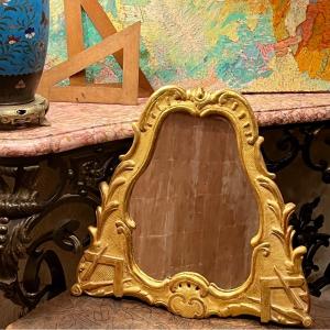 Masonic Mirror Carved Golden Wood