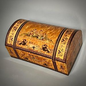 Marquetry Box Italy Decor Pompeian Style XIX Eme