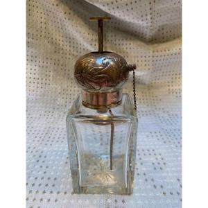 Art Deco Vaporizer With Crystal Piston And Silver Cabochon Engraved With A Flower