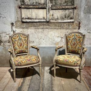 Pair Louis XVI Style Armchairs