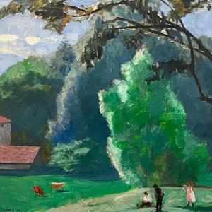 Jules Flandrin Paysage Du Dauphiné Importante Toile, Signée Et Datée 1912