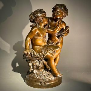 Auguste Moreau Important Bronze First Loves 