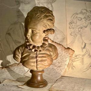 Buste Jeune Garçon   Terre Cuite Daté 1775 Signé 