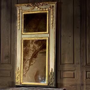 Louis XVI Trumeau Mirror Golden Wood