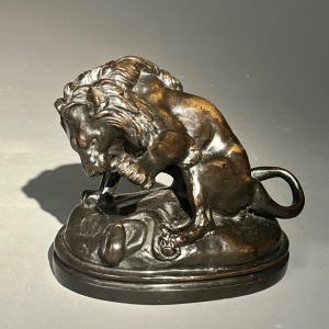 Le Lion Et Le Serpent Bronze Antoine-louis Barye (1796-1875)