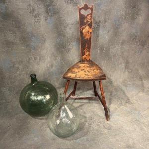 20th Century Pyrographed Nordic Folk Art Chair