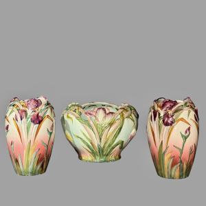 Jardinière et paire de vase Jean Massier