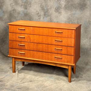Commode 4 tiroirs vintage en teck des années 60 