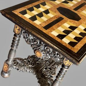 Ceremonial Table, Marble Top, 17th Century Italy, Carved Base 