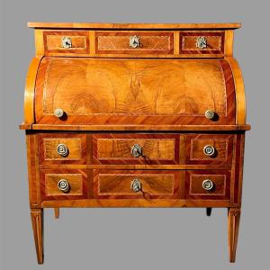 18th Century Marquetry Cylinder Secretary Desk 