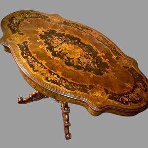 Guéridon  Marqueté De Fleurs XIX ieme  Napoléon III