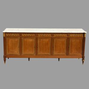 Grand buffet style Louis XVI plateau marbre Carrare